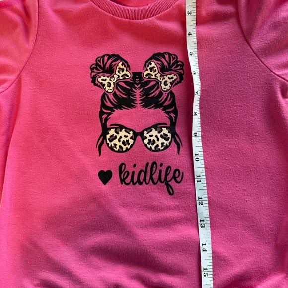 Girl's Hot Pink with Leopard Sweatshirt - Picture 4 of 4